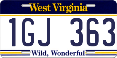 WV license plate 1GJ363