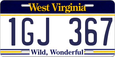 WV license plate 1GJ367