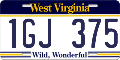 WV license plate 1GJ375