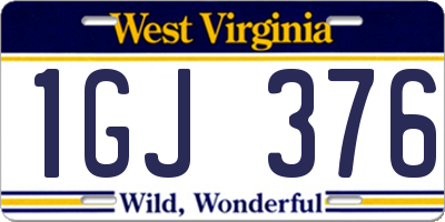 WV license plate 1GJ376