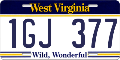 WV license plate 1GJ377