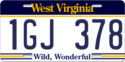WV license plate 1GJ378