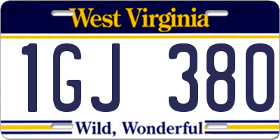 WV license plate 1GJ380