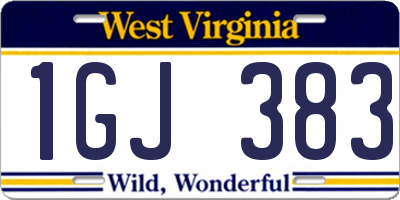 WV license plate 1GJ383