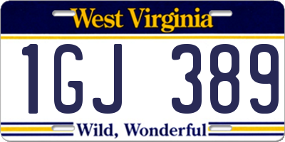 WV license plate 1GJ389