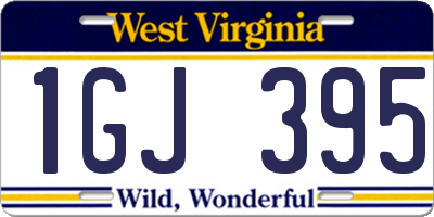 WV license plate 1GJ395