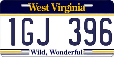 WV license plate 1GJ396