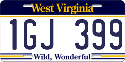 WV license plate 1GJ399