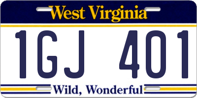 WV license plate 1GJ401