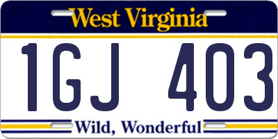 WV license plate 1GJ403