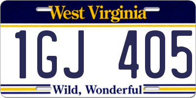 WV license plate 1GJ405