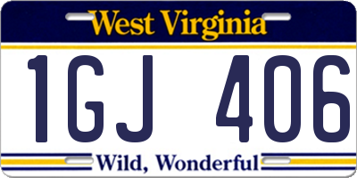 WV license plate 1GJ406