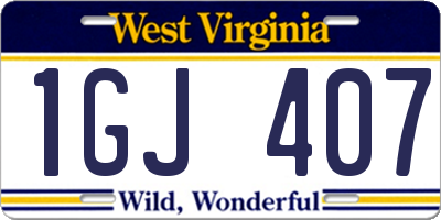 WV license plate 1GJ407