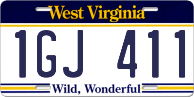 WV license plate 1GJ411