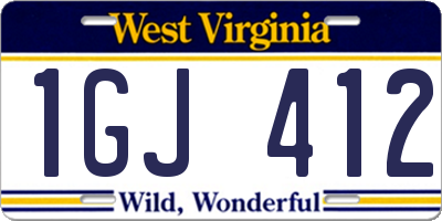 WV license plate 1GJ412