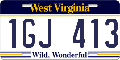 WV license plate 1GJ413