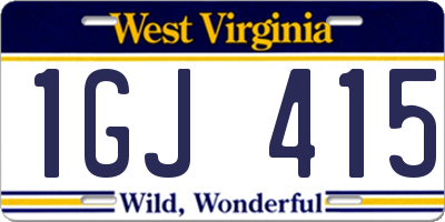 WV license plate 1GJ415