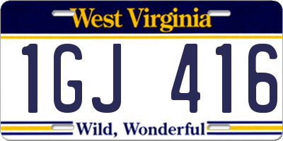 WV license plate 1GJ416