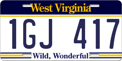 WV license plate 1GJ417