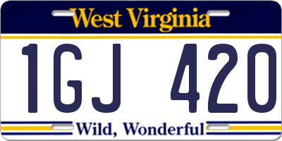WV license plate 1GJ420