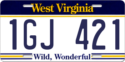 WV license plate 1GJ421