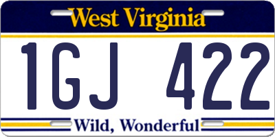 WV license plate 1GJ422