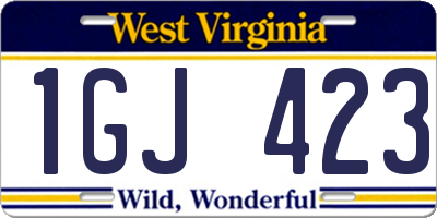 WV license plate 1GJ423
