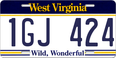 WV license plate 1GJ424