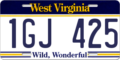 WV license plate 1GJ425