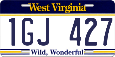 WV license plate 1GJ427