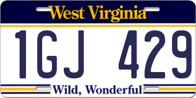 WV license plate 1GJ429