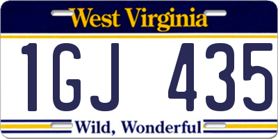 WV license plate 1GJ435