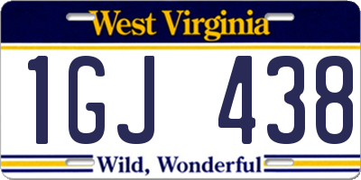 WV license plate 1GJ438
