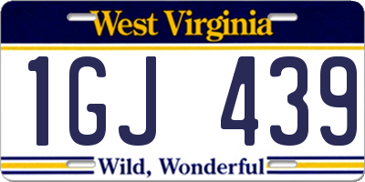 WV license plate 1GJ439