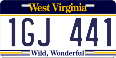 WV license plate 1GJ441