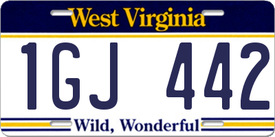 WV license plate 1GJ442