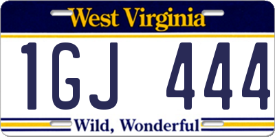 WV license plate 1GJ444