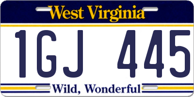 WV license plate 1GJ445