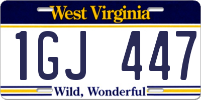 WV license plate 1GJ447