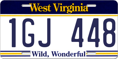 WV license plate 1GJ448