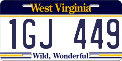 WV license plate 1GJ449