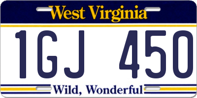 WV license plate 1GJ450