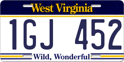 WV license plate 1GJ452