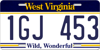 WV license plate 1GJ453