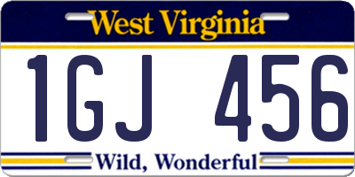 WV license plate 1GJ456