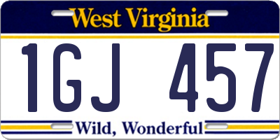 WV license plate 1GJ457