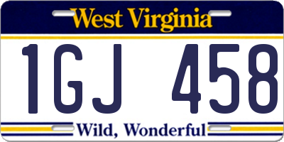 WV license plate 1GJ458