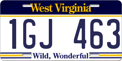 WV license plate 1GJ463