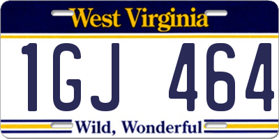 WV license plate 1GJ464