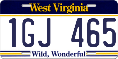 WV license plate 1GJ465